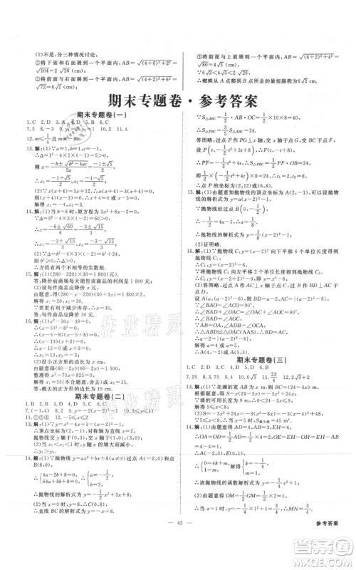 吉林出版集团有限责任公司2021全效学习课时提优九年级数学人教版精华版参考答案 吉林出版集团有限责任公司2021全效学习课时提优九年级数学人教版精华版参考答案