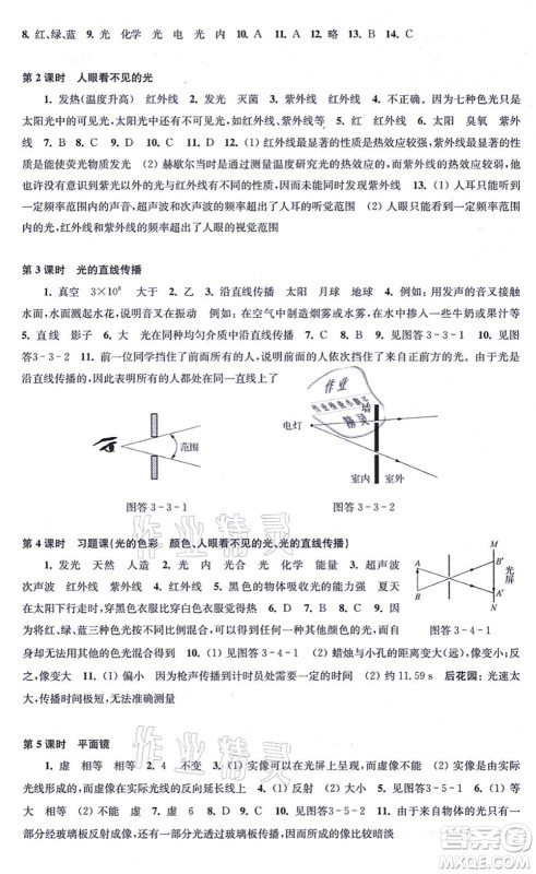 江苏凤凰科学技术出版社2021同步练习物理八年级上册苏科版答案 江苏凤凰科学技术出版社2021同步练习物理八年级上册苏科版答案