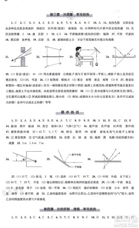 江苏凤凰科学技术出版社2021同步练习物理八年级上册苏科版答案 江苏凤凰科学技术出版社2021同步练习物理八年级上册苏科版答案