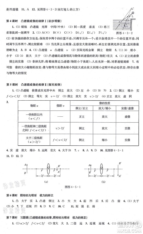 江苏凤凰科学技术出版社2021同步练习物理八年级上册苏科版答案 江苏凤凰科学技术出版社2021同步练习物理八年级上册苏科版答案