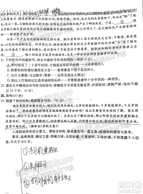湛江市2022届高中毕业班调研测试语文试题及答案 湛江市2022届高中毕业班调研测试语文试题及答案