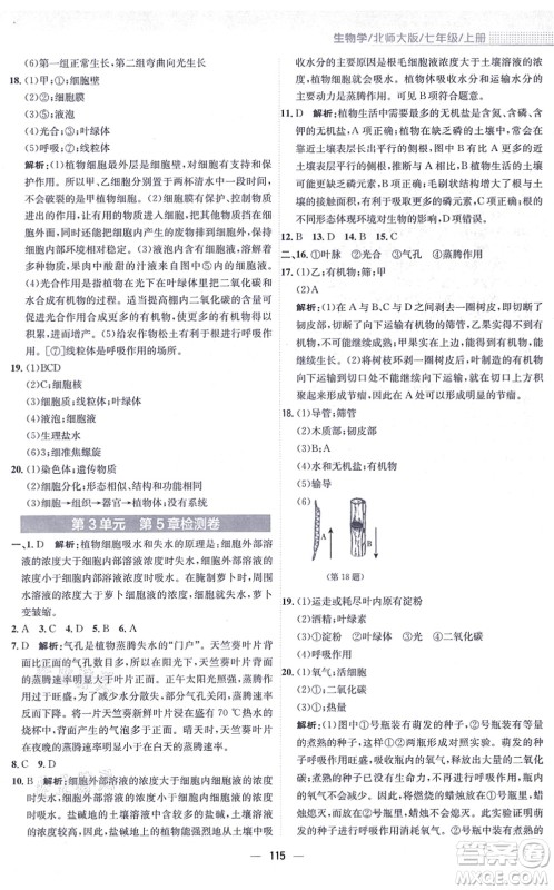 安徽教育出版社2021新编基础训练七年级生物上册北师大版答案 安徽教育出版社2021新编基础训练七年级生物上册北师大版答案