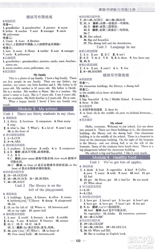 安徽教育出版社2021新编基础训练七年级英语上册外研版答案 安徽教育出版社2021新编基础训练七年级英语上册外研版答案
