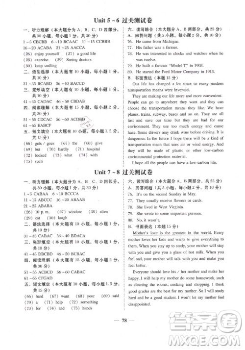 广东经济出版社2021学考精练九年级全一册英语人教版答案