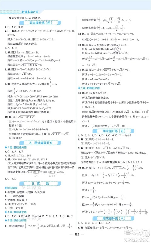 安徽教育出版社2021新编基础训练八年级数学上册北师大版答案