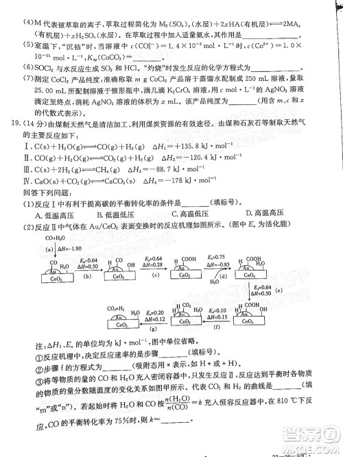 湛江市2022届高中毕业班调研测试化学试题及答案