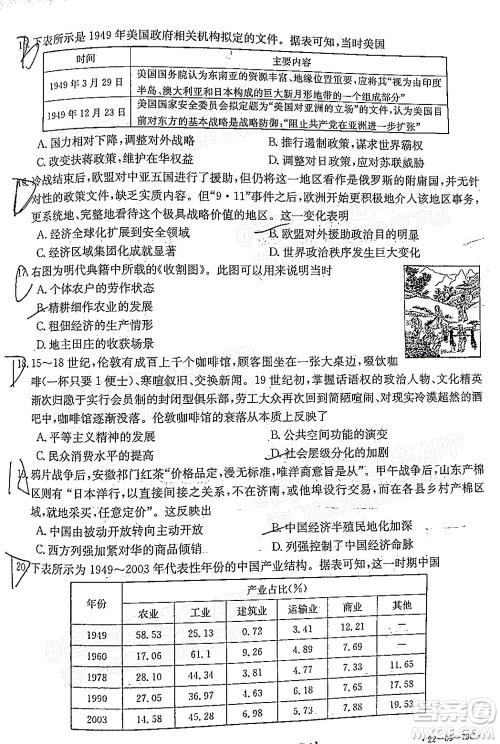 2022届江西金太阳高三10月联考历史试卷及答案