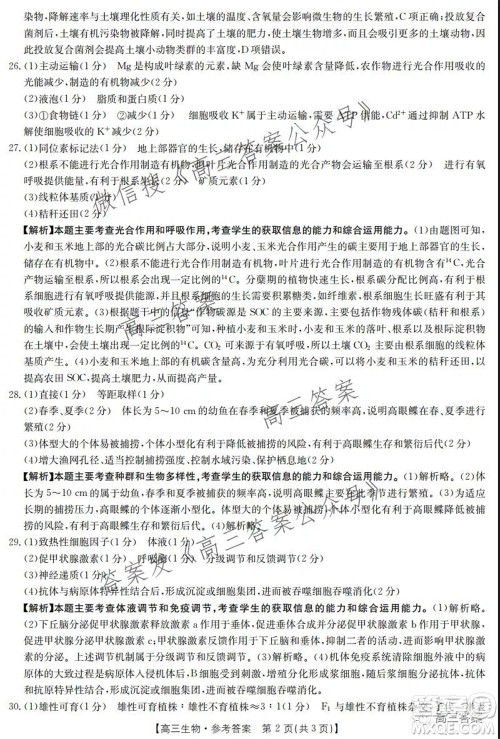 2021-2022年度河南省高三阶段性检测四生物试题及答案 2021-2022年度河南省高三阶段性检测四生物试题及答案