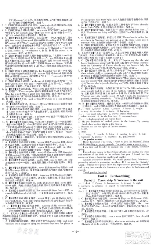 江苏人民出版社2021春雨教育课时训练八年级英语上册YL译林版答案