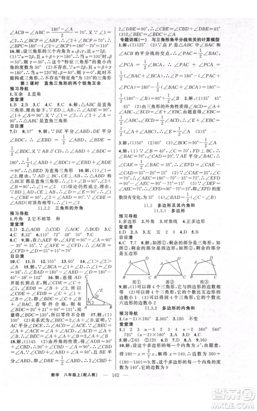 新疆青少年出版社2021四清导航八年级上册数学人教版参考答案