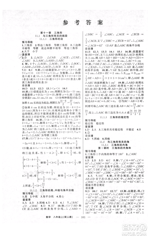 新疆青少年出版社2021四清导航八年级上册数学人教版参考答案