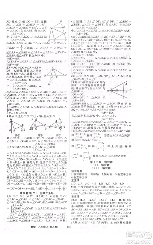 新疆青少年出版社2021四清导航八年级上册数学人教版参考答案