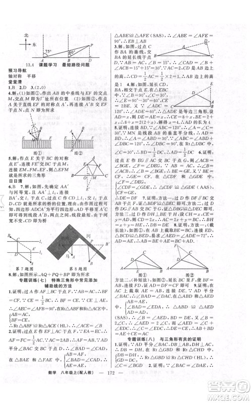 新疆青少年出版社2021四清导航八年级上册数学人教版参考答案