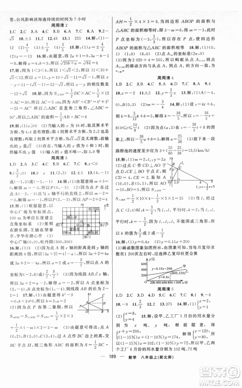 新疆青少年出版社2021四清导航八年级上册数学北师大版参考答案