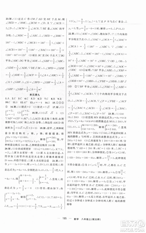 新疆青少年出版社2021四清导航八年级上册数学北师大版参考答案