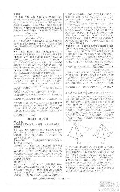 新疆青少年出版社2021四清导航八年级上册数学华师大版参考答案