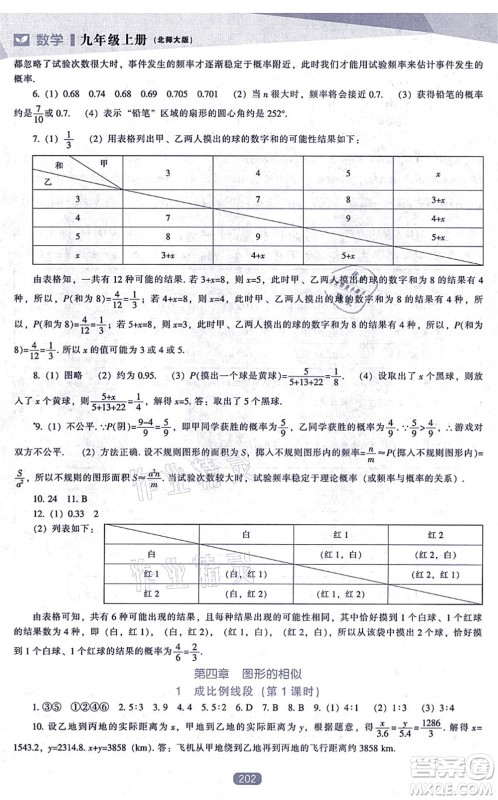 辽海出版社2021新课程数学能力培养九年级上册北师大版答案 辽海出版社2021新课程数学能力培养九年级上册北师大版答案