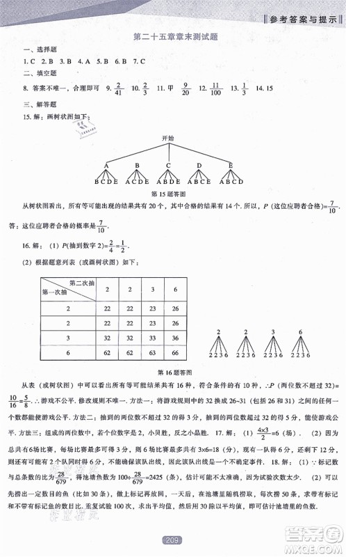 辽海出版社2021新课程数学能力培养九年级上册人教版答案 辽海出版社2021新课程数学能力培养九年级上册人教版答案