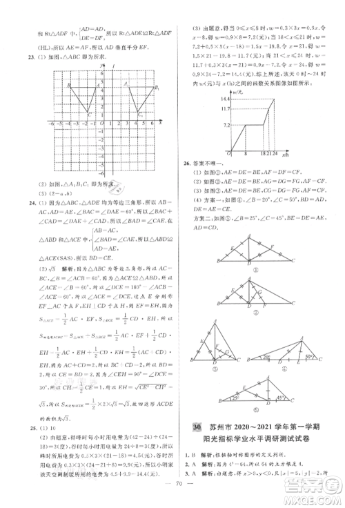 云南美术出版社2021亮点给力大试卷八年级上册数学苏科版参考答案 云南美术出版社2021亮点给力大试卷八年级上册数学苏科版参考答案