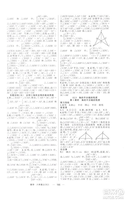 新疆青少年出版社2021四清导航八年级上册数学人教版河南专版参考答案