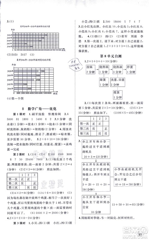 广西教育出版社2021新课程学习与测评同步学习四年级数学上册人教版答案