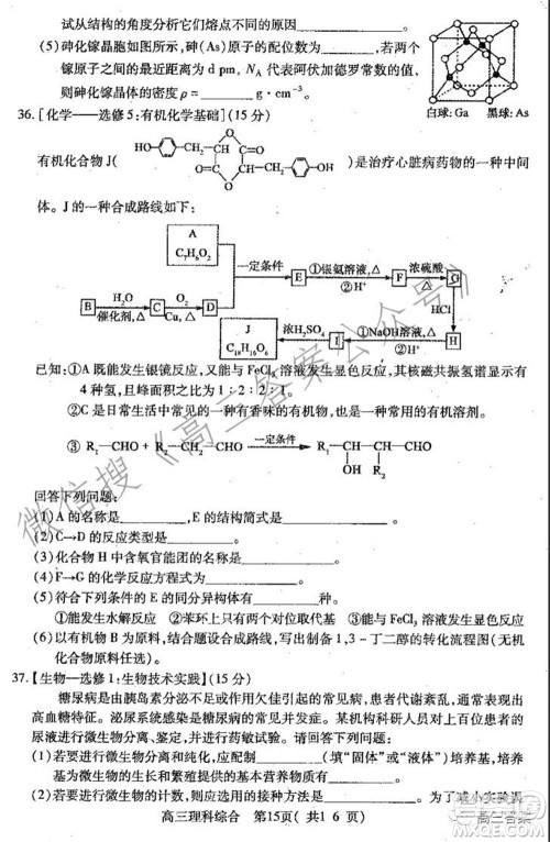 平顶山2022届高三年级阶段性检测理科综合试题及答案