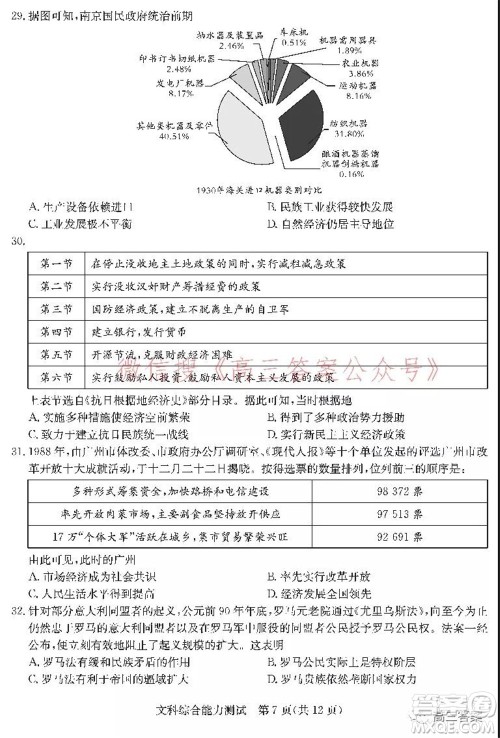 学大2021年10月高三联考文科综合试题及答案 学大2021年10月高三联考文科综合试题及答案