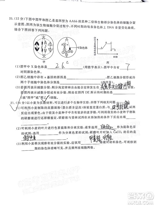 肇庆市2022届高中毕业班第一次统一检测生物试题及答案