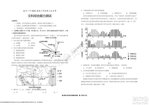 银川一中2022届高三年级第三次月考文科综合试卷及答案 银川一中2022届高三年级第三次月考文科综合试卷及答案