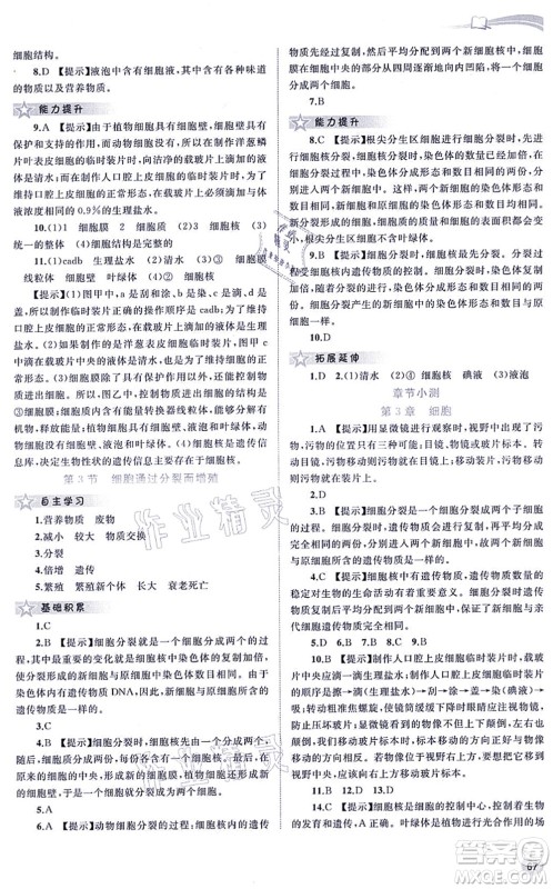广西教育出版社2021新课程学习与测评同步学习七年级生物上册北师大版答案 广西教育出版社2021新课程学习与测评同步学习七年级生物上册北师大版答案
