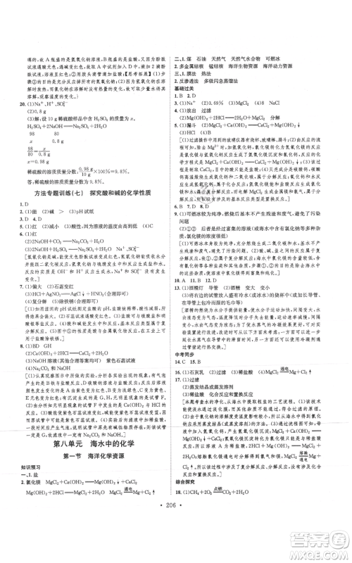 河北人民出版社2021思路教练同步课时作业九年级化学鲁教版参考答案 河北人民出版社2021思路教练同步课时作业九年级化学鲁教版参考答案