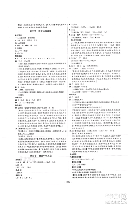 河北人民出版社2021思路教练同步课时作业九年级化学鲁教版参考答案