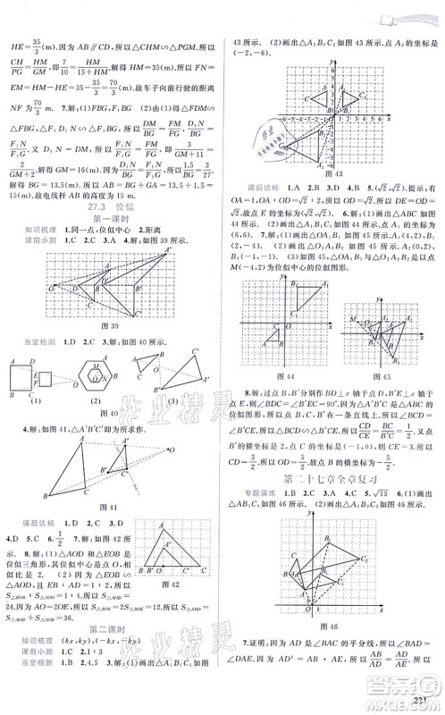 广西教育出版社2021新课程学习与测评同步学习九年级数学全一册人教版答案