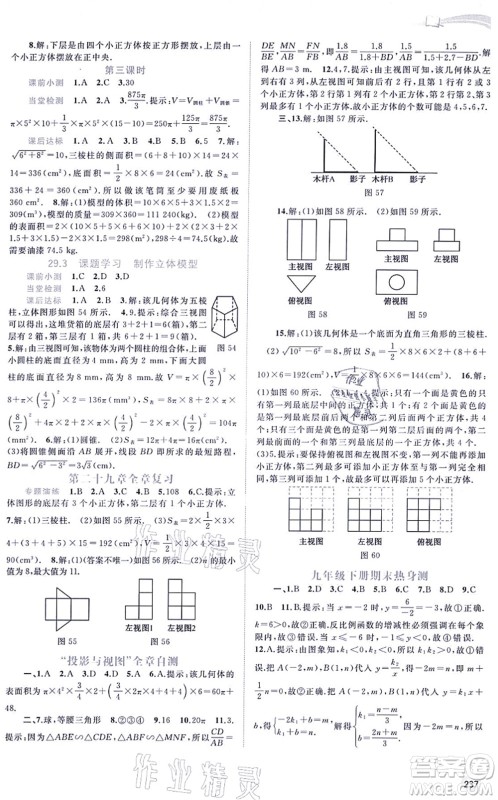 广西教育出版社2021新课程学习与测评同步学习九年级数学全一册人教版答案