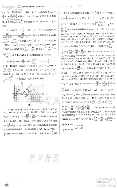 广西教育出版社2021新课程学习与测评同步学习九年级数学全一册人教版答案 广西教育出版社2021新课程学习与测评同步学习九年级数学全一册人教版答案