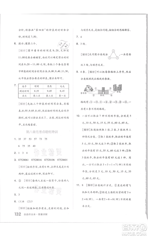天津人民出版社2021全品作业本二年级上册数学人教版参考答案