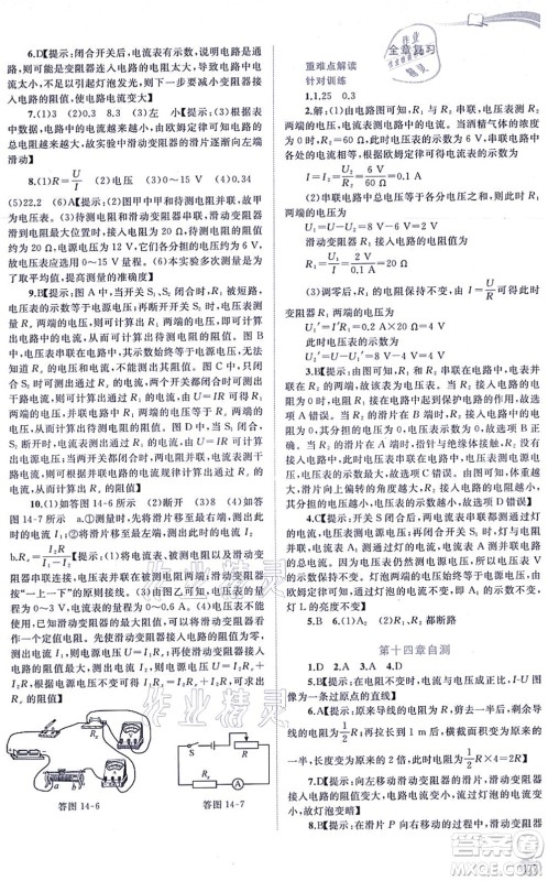 广西教育出版社2021新课程学习与测评同步学习九年级物理全一册粤教沪科版答案