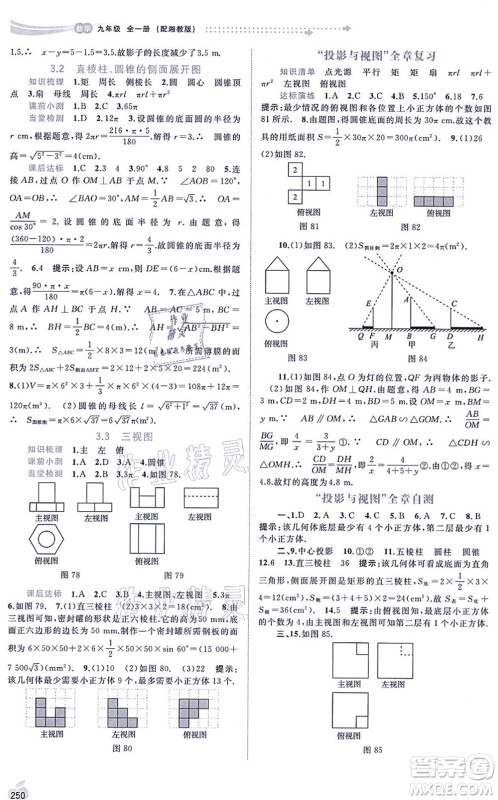 广西教育出版社2021新课程学习与测评同步学习九年级数学全一册湘教版答案 广西教育出版社2021新课程学习与测评同步学习九年级数学全一册湘教版答案