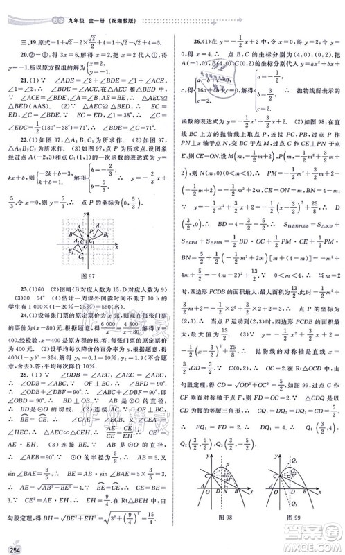 广西教育出版社2021新课程学习与测评同步学习九年级数学全一册湘教版答案