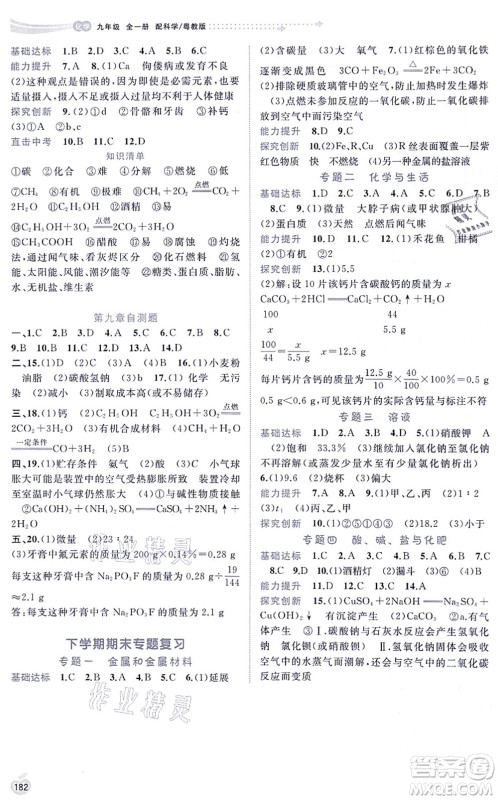 广西教育出版社2021新课程学习与测评同步学习九年级化学全一册科学粤教版答案 广西教育出版社2021新课程学习与测评同步学习九年级化学全一册科学粤教版答案
