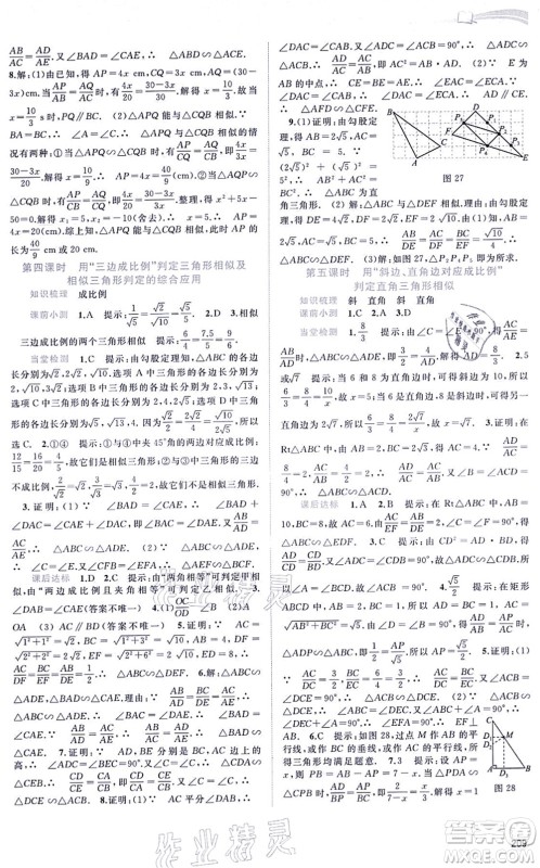 广西教育出版社2021新课程学习与测评同步学习九年级数学全一册沪科版答案