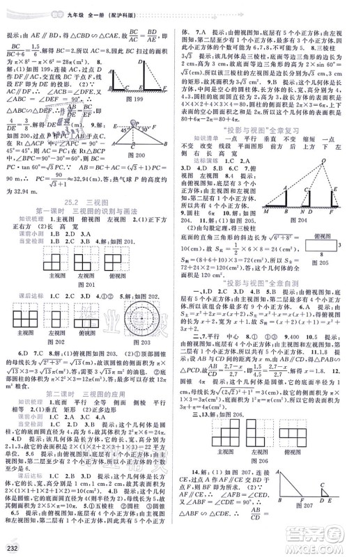 广西教育出版社2021新课程学习与测评同步学习九年级数学全一册沪科版答案