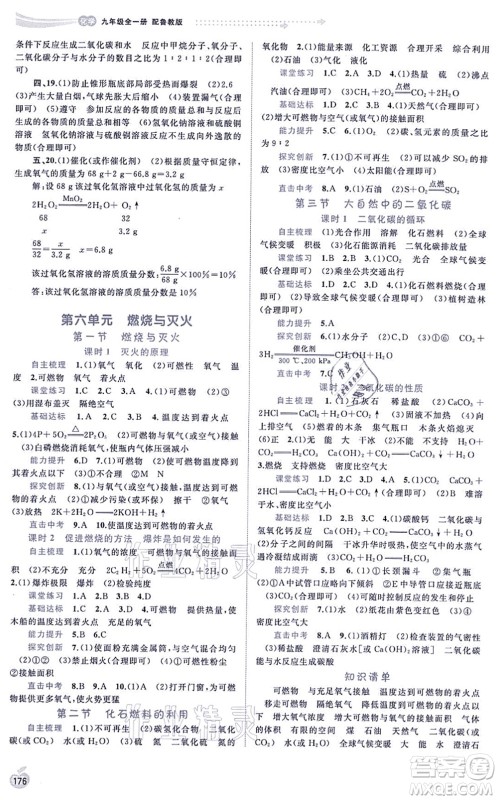 广西教育出版社2021新课程学习与测评同步学习九年级化学全一册鲁教版答案