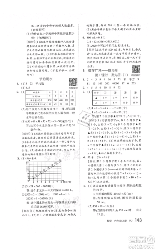 天津人民出版社2021全品作业本六年级上册数学人教版参考答案