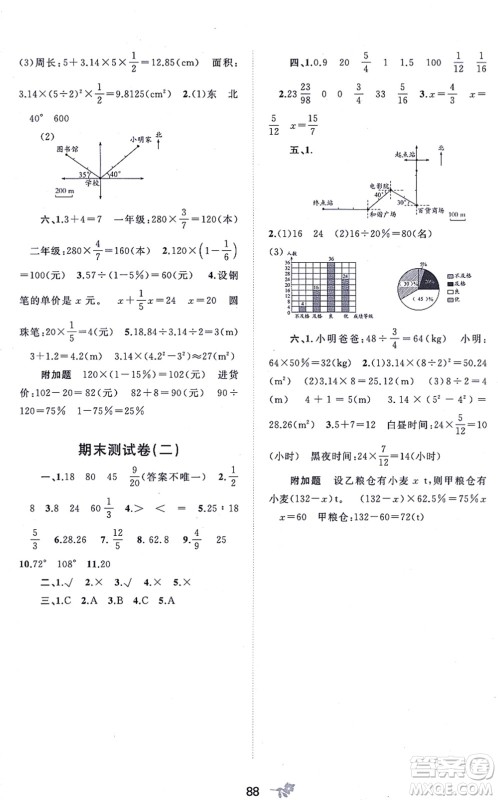广西教育出版社2021新课程学习与测评单元双测六年级数学上册人教版A版答案