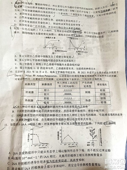 湖湘教育三新探索协作体2021年11月期中联考试卷高三生物试题及答案