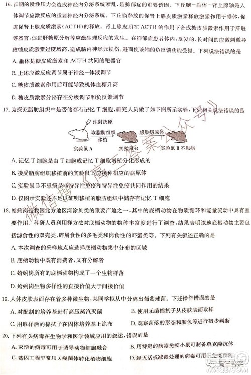 湖北省部分重点中学2022届高三第一次联考生物试题及答案 湖北省部分重点中学2022届高三第一次联考生物试题及答案