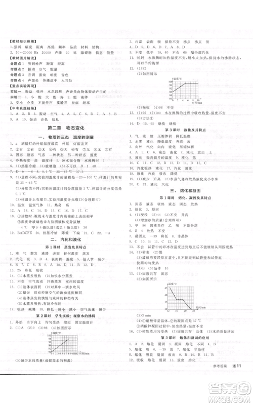 阳光出版社2021全品作业本八年级上册物理A版苏科版参考答案