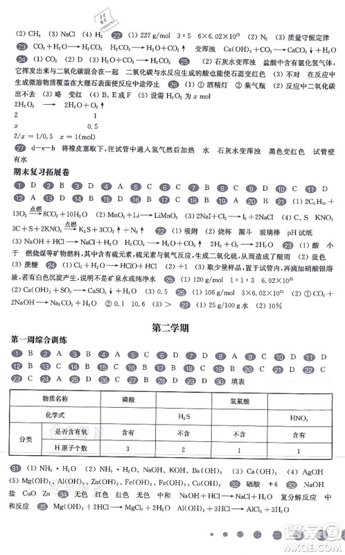 华东师范大学出版社2021一课一练九年级化学全一册华东师大版增强版答案 华东师范大学出版社2021一课一练九年级化学全一册华东师大版增强版答案
