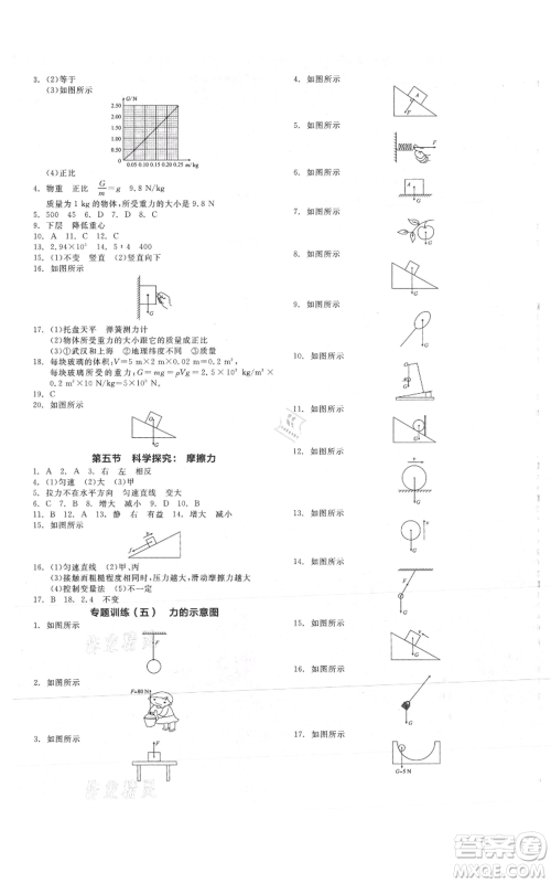 阳光出版社2021全品作业本八年级上册物理沪科版参考答案 阳光出版社2021全品作业本八年级上册物理沪科版参考答案
